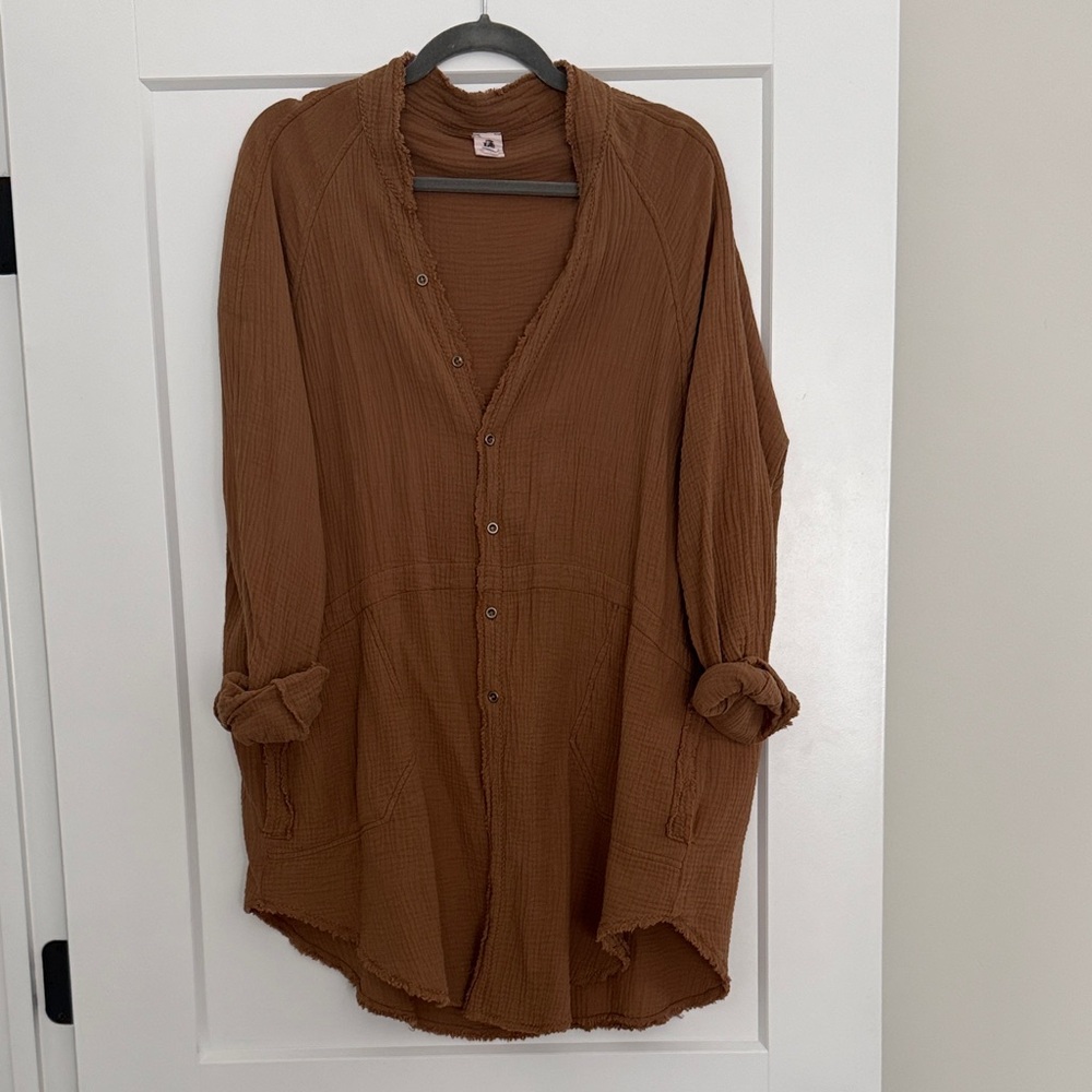 VICI Women's Brown Button-Up Swim Coverup